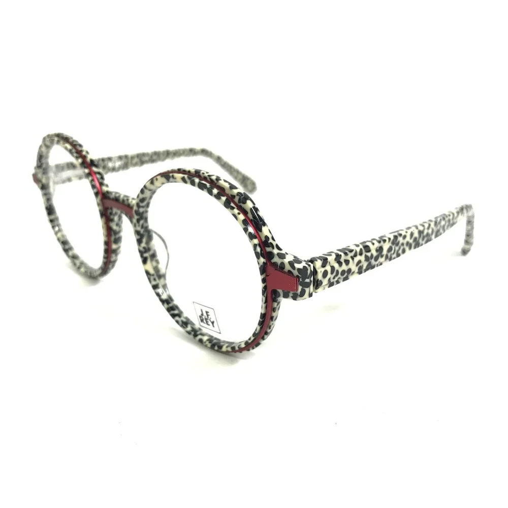J.F. Rey Eyeglasses Frames JF1342 9138 Black White Cow Print Polka Dot 51-22-140